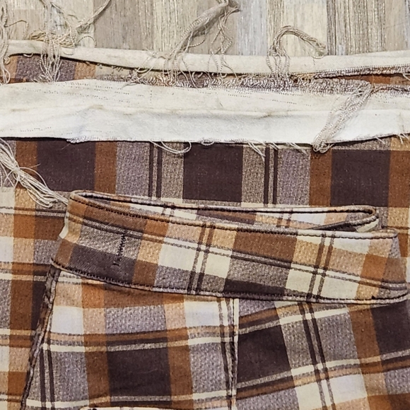 FREE PEOPLE WOMAN JUST FLOAT ON FLARE JEANS PLAID DARK CHOCOLATE COMBO SZ 24 EUC - Picture 6 of 6